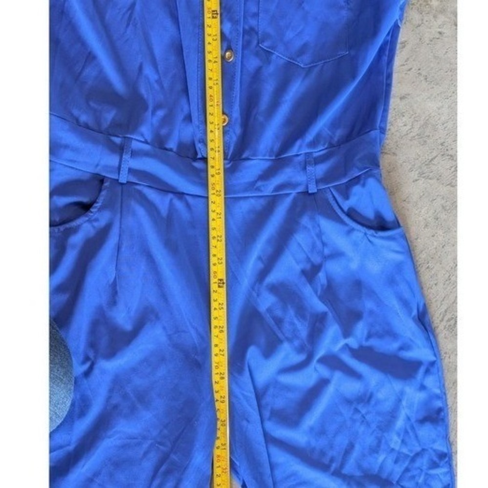 Sleeveless Wide Leg Jumpsuit Collared Top Button Front-Photos/Desc for Size - Picture 9 of 9